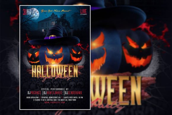 Halloween Night Party Flyer: Instant Download Editable Template