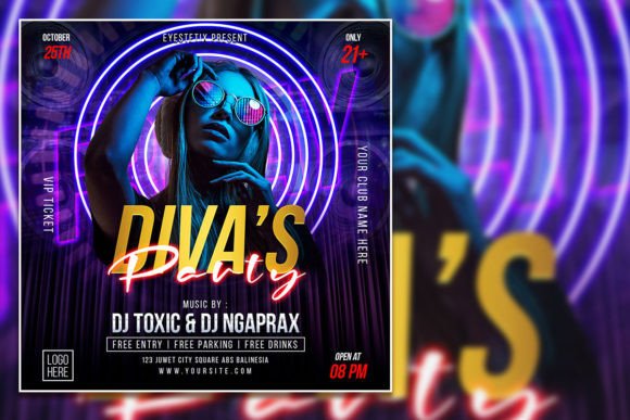 Modern Diva's Party Social Media Post: Instant Event Glamour