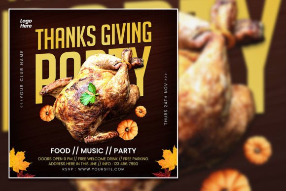 Stunning Thanksgiving Party Social Media Post Templates
